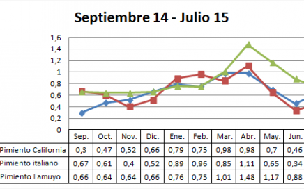 Precio en origen del pimiento campaña 14-15