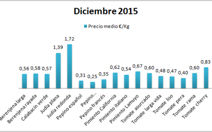 Precios en origen de hortalizas de Almería diciembre 15