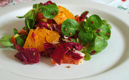 Ensalada de cítricos con salsa crujiente